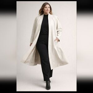 Dominic Bellissimo Off-White Leather Swing Coat Size 12 Vintage 80s/90s